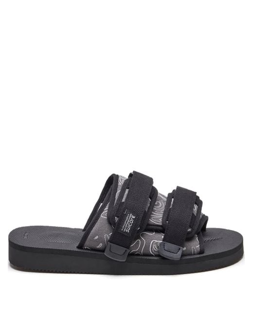 Suicoke Black Gemusterte Sandalen Mit Drei Riemen