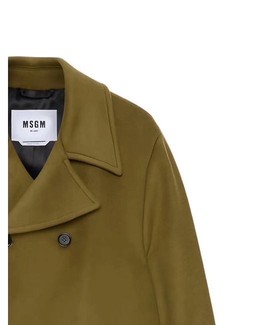 MSGM Green Manteau À Boutonnière Croisée for men