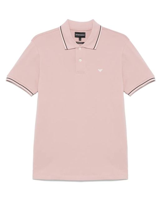 メンズ Emporio Armani ストライプトリム ポロシャツ Pink