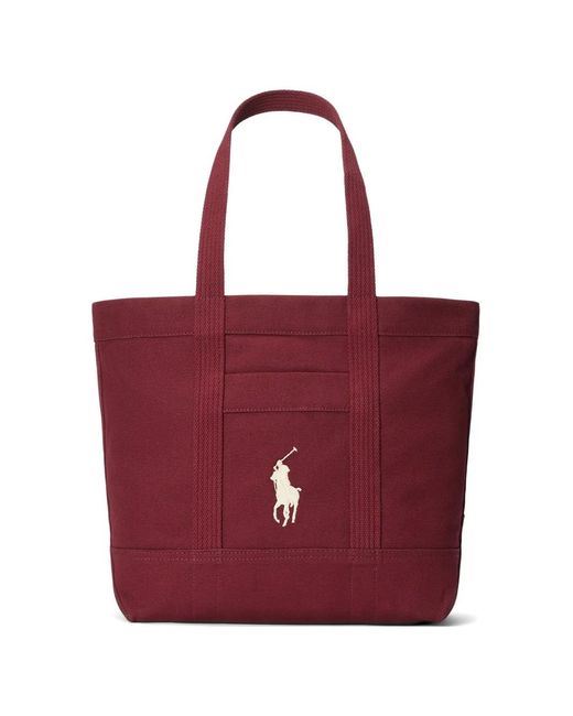 Polo Ralph Lauren レディース レッド エンブロイダリー ハンドバッグ 