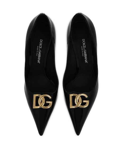 Dolce & Gabbana Logo-lettering Leather Pumps in het Black