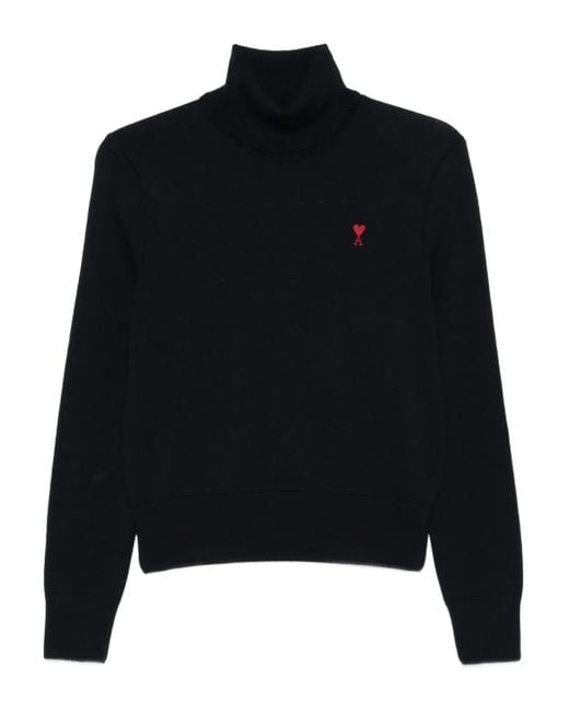 AMI Black Ami De Coeur Turtleneck Sweater
