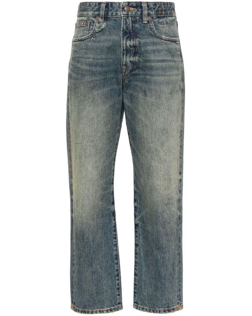 R13 Blue Distressed-Jeans mit Farbklecksen