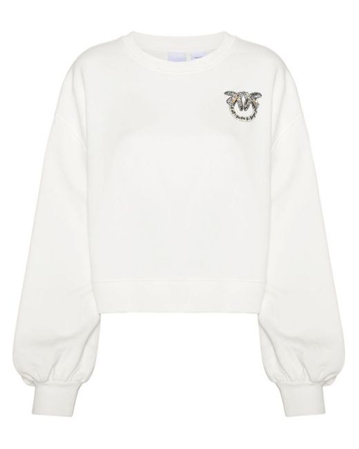 Pinko White Love Birds-embellished Sweatshirt
