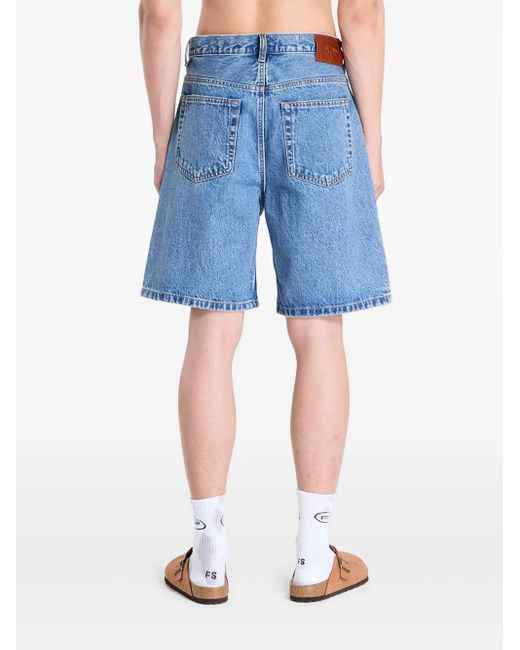 Shorts Denim Con Effetto Schiarito di Calvin Klein in Blue da Uomo