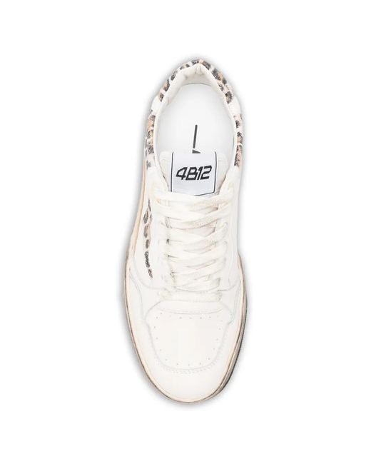 4b12 White Olimpia Leopard-Print Sneakers