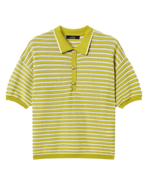 Twinset Yellow Lurex Striped Polo Shirt
