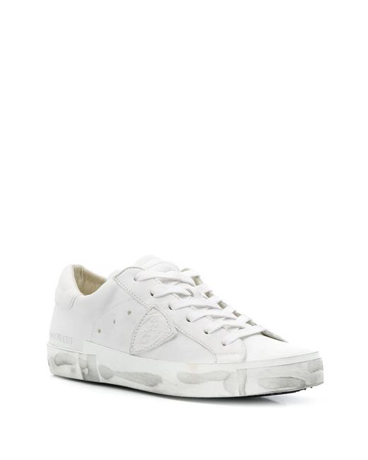 Philippe Model White Prsx Low-Top Leather Sneakers