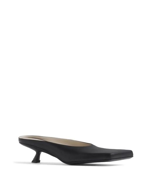 Mugler Black Square-Toe Mules
