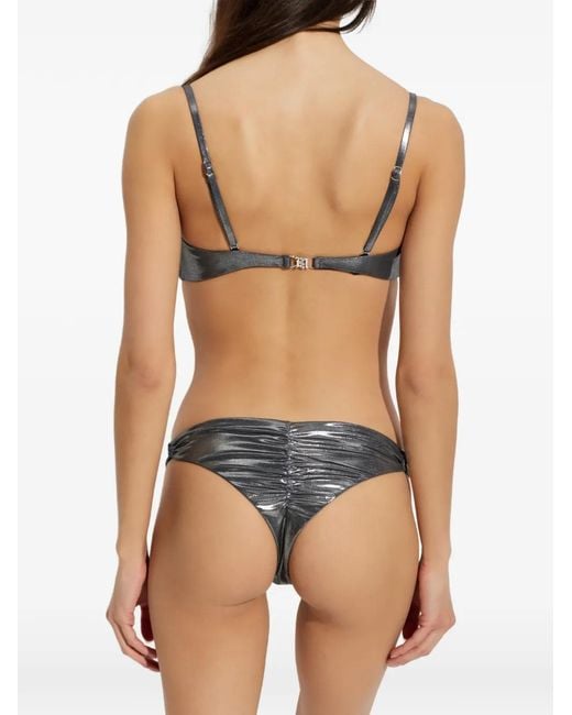 M I S B H V Black Star-Plaque Bikini Top