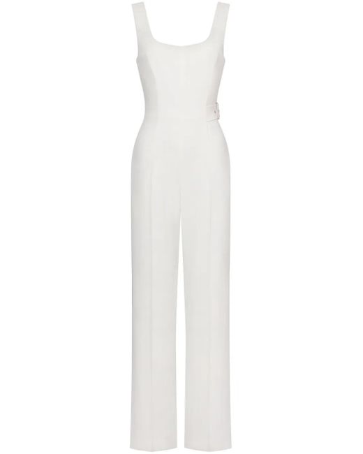 Alberta Ferretti White Buckle Strap Jumpsuit