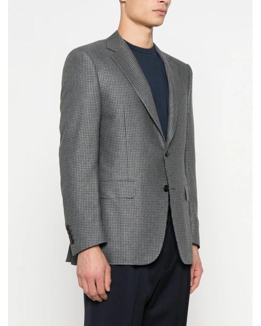 Canali Gray Houndstooth-Pattern Blazer for men