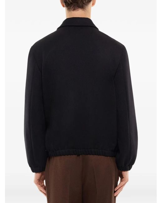 Fursac Black Zip-Front Spread-Collar Jacket for men
