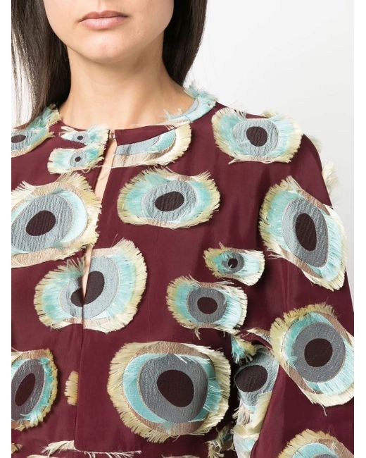 Colville White Frayed-Detail Graphic-Print Dress
