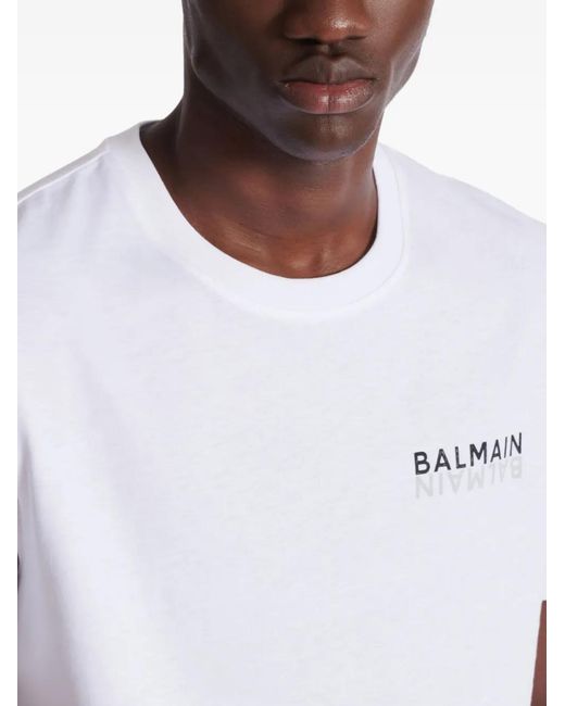 Balmain White Print T-Shirt for men