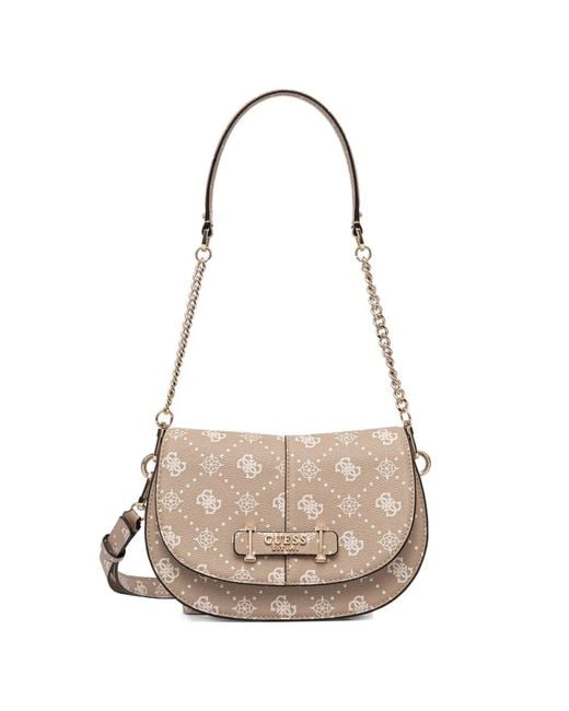 Guess White Carrie Patterned Cross-Body Bag