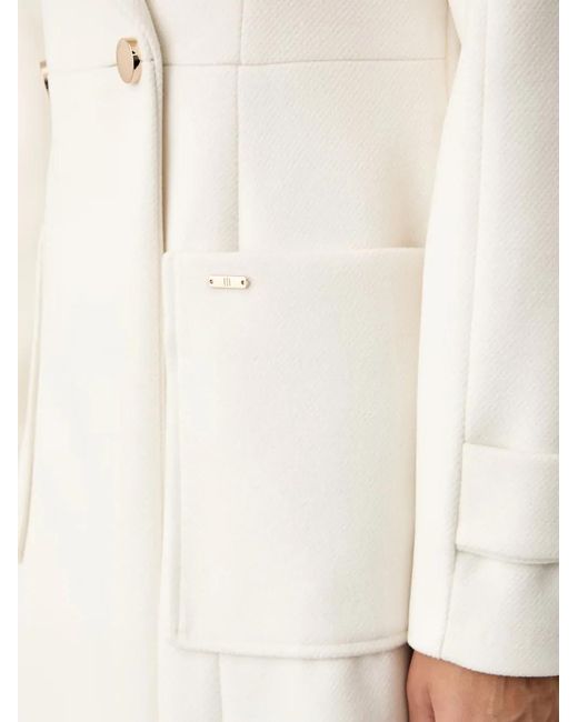 Fracomina Natural Double-Breasted Patch-Pocket Coat