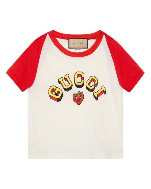 Gucci White T-Shirt mit Logo-Print
