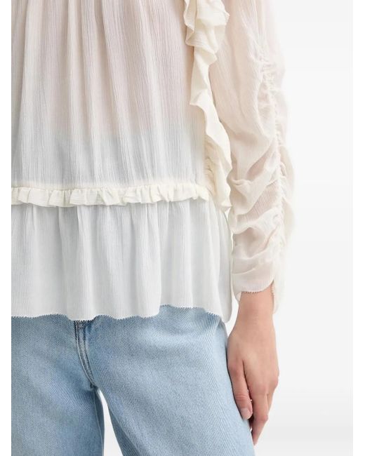 Munthe White Crisp Ruffled Blouse
