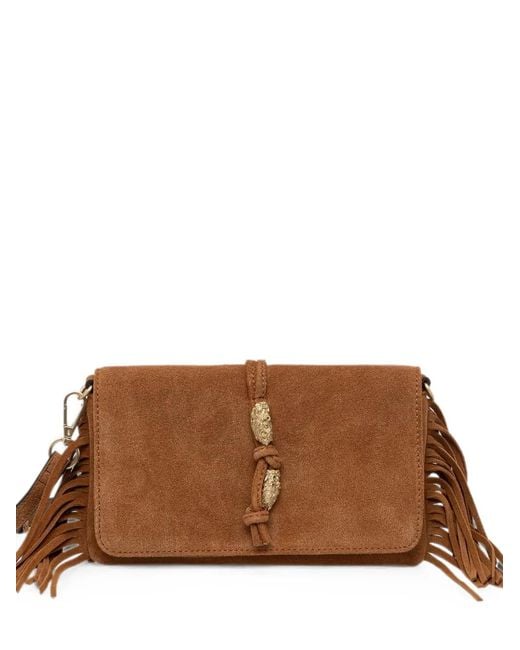 Pedro Del Hierro Madrid Brown Fringed Chain Shoulder Bag