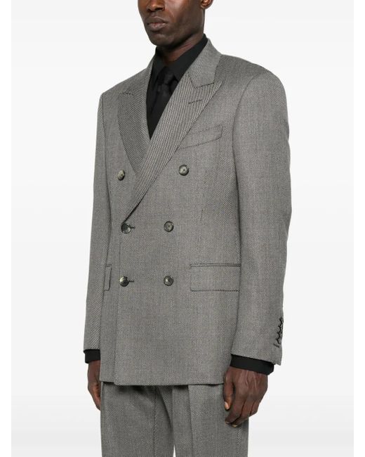 Tom Ford Gray Double-Breasted Wool Blazer for men