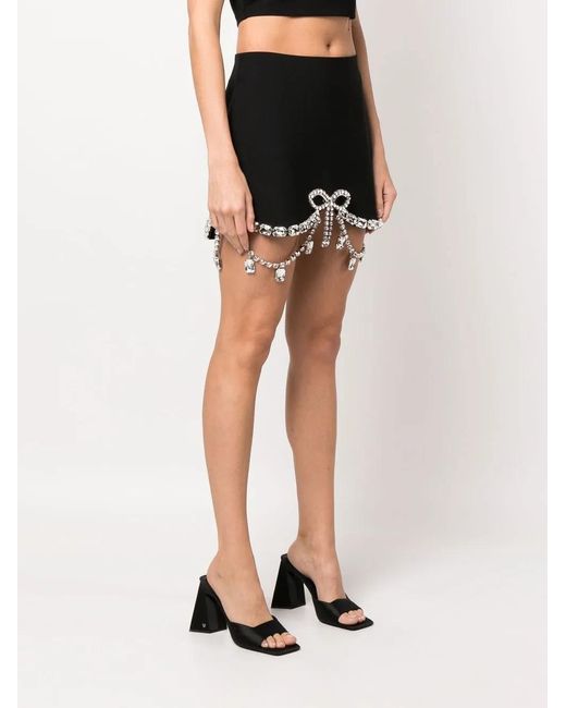 Area Black Crystal Bow Mini Skirt
