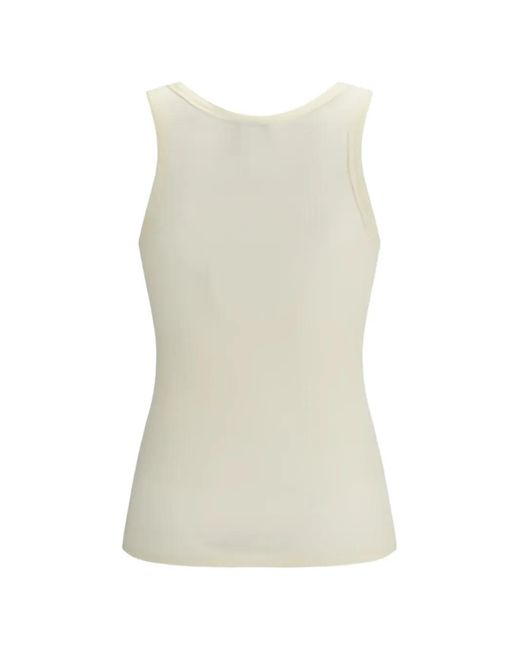 Forte_forte White Ribbed U-Neck Top