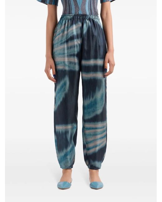 Giorgio Armani Blue Gradient-Effect Silk Trousers