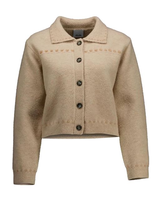 Allude Natural Contrast-Stitching Cardigan