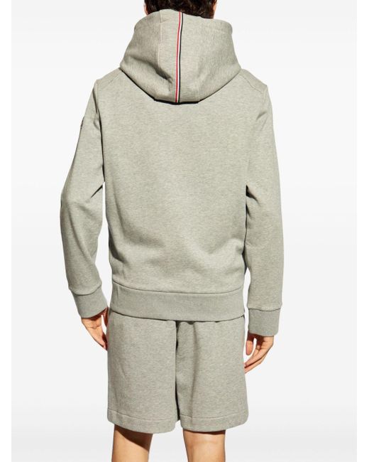 Moncler Gray Logo-Appliqué Zipped Hoodie for men