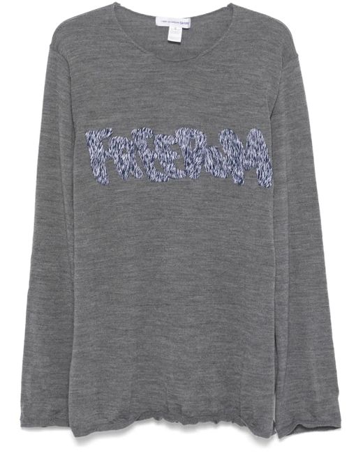 Comme des Garçons Gray Freedom-Embroidered Sweater for men