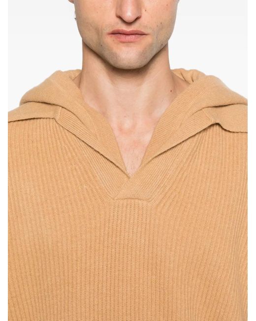 Laneus Natural Ribbed Hoodie for men