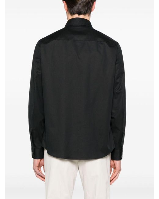 Zegna Black Patch-pocket Cotton Shirt for men
