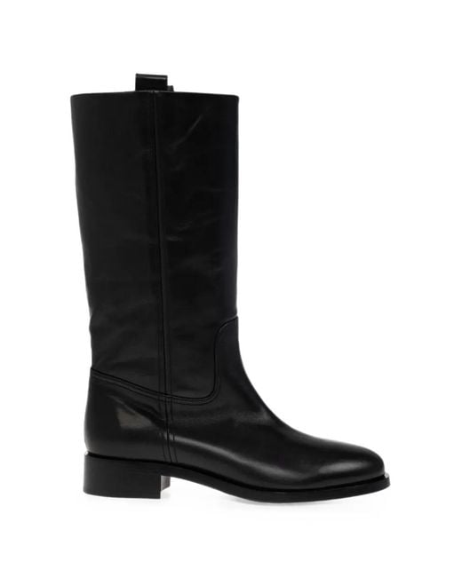 Aeyde Black Theo Knee-High Leather Boots