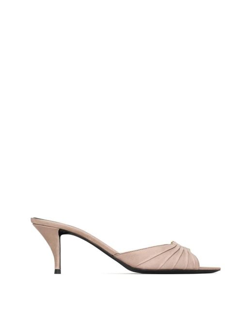 Saint Laurent Natural Babylone Twisted-Detail Leather Sandals