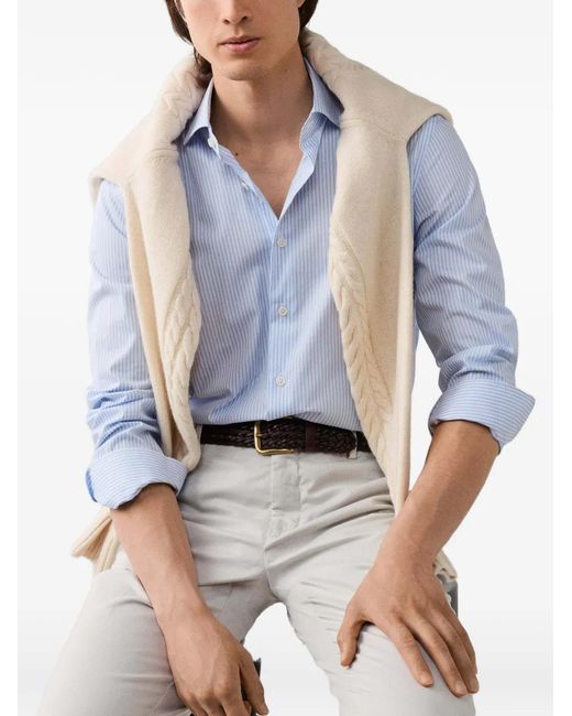 Hackett Blue Chemise En Soie À Rayures for men