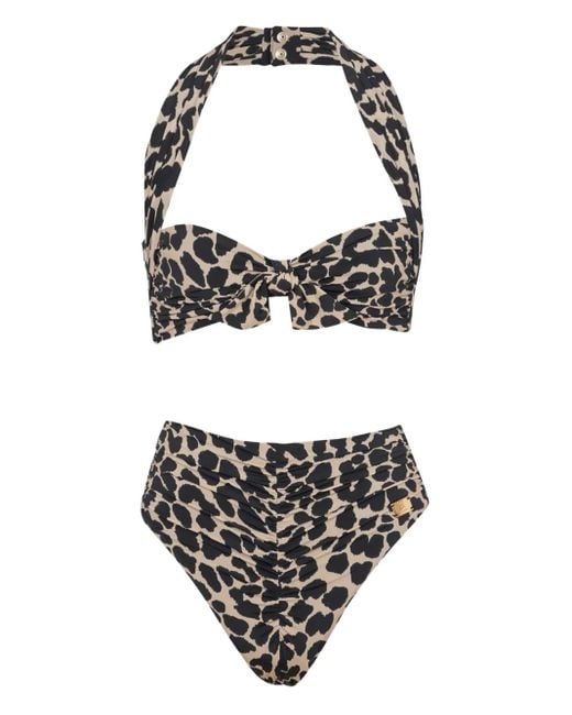 Bikini con estampado de leopardo Balmain de color Natural