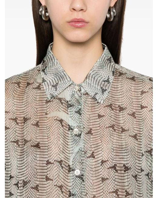 Forte_forte Gray Printed Silk Shirt