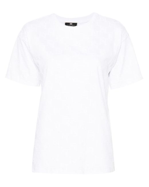 Camiseta con logo afelpado Elisabetta Franchi de color White