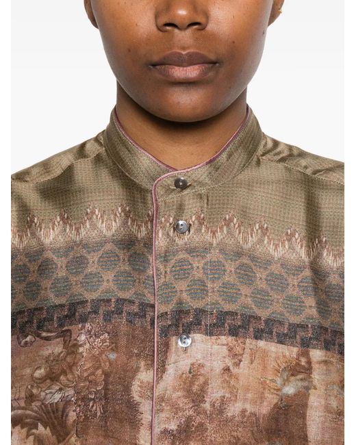 Pierre Louis Mascia Natural Buttoned Silk Shirt