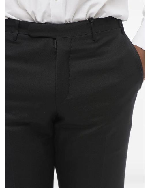 Corneliani Black Pressed-Crease Virgin Wool Trousers for men