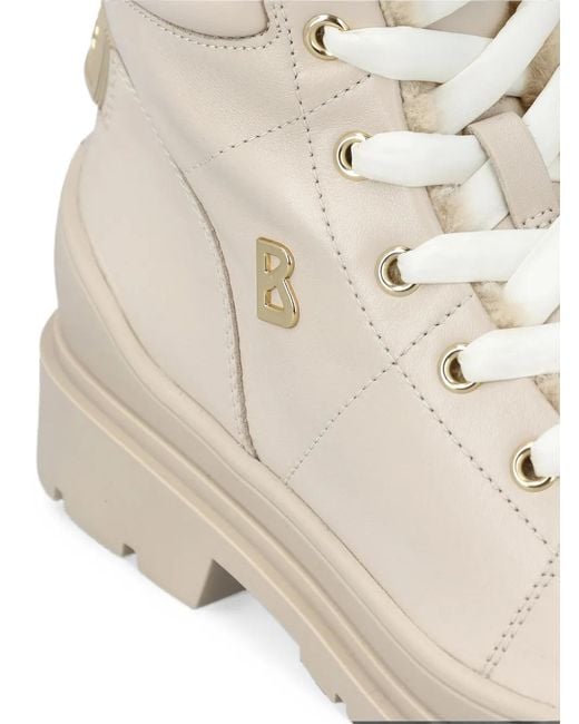 Bogner Natural Quilted Leather Ankle Boots