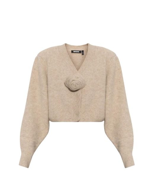 ROTATE BIRGER CHRISTENSEN Natural Knit Flower Cardigan