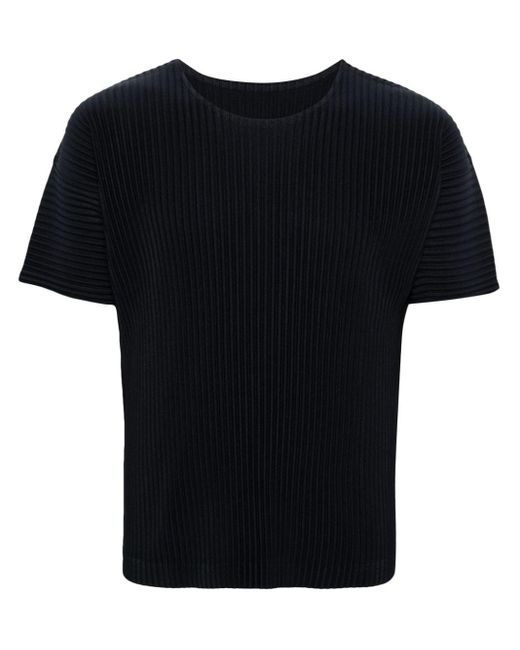 T-shirt à col rond Homme Plissé Issey Miyake pour homme en coloris Black