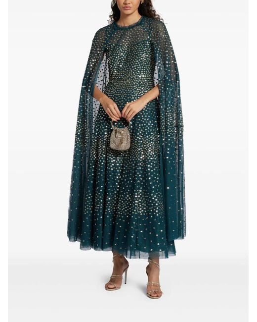 Needle & Thread Blue Sequined Cape Dress