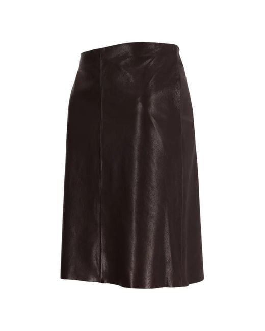 LA ROSE Black Jupe En Cuir À Coupe Mi-Longue