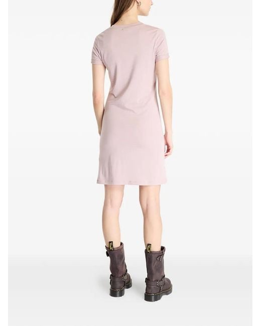EA7 Pink Logo-Print Mini Dress