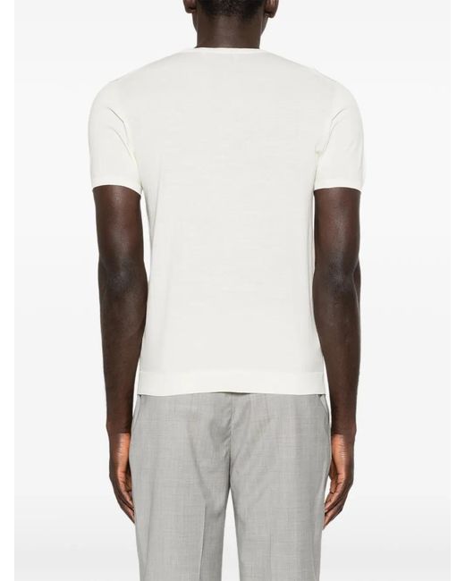 L.b.m. 1911 White Short-Sleeve Knitted T-Shirt for men