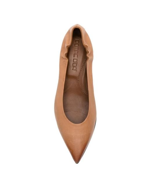 Pomme D ́Or Brown Pointed-Toe Leather Pumps
