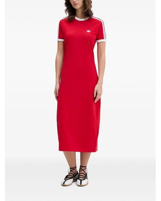 Adidas Red 3 Stripes Midi Dress
